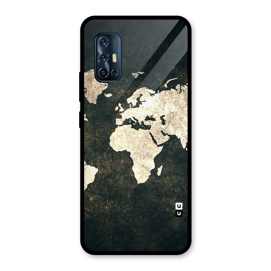 Green Gold Map Design Glass Back Case for Vivo V17