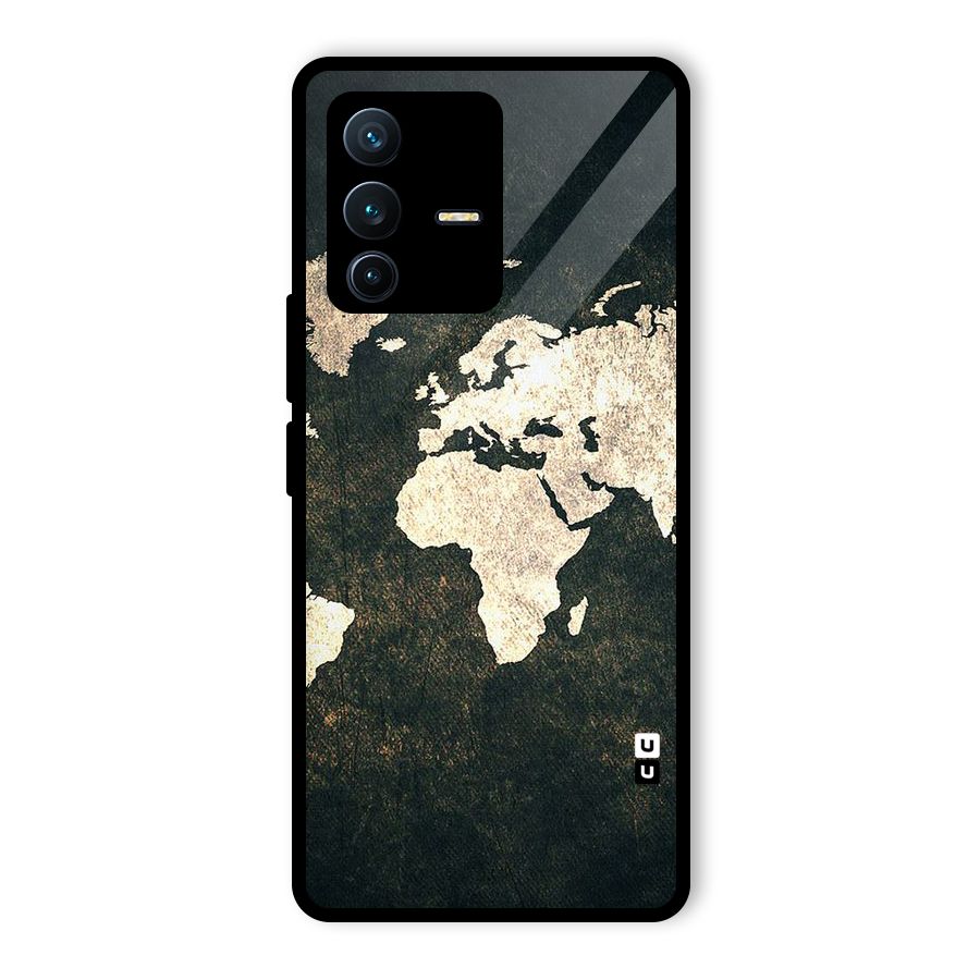 Green Gold Map Design Glass Back Case for Vivo V23 Pro