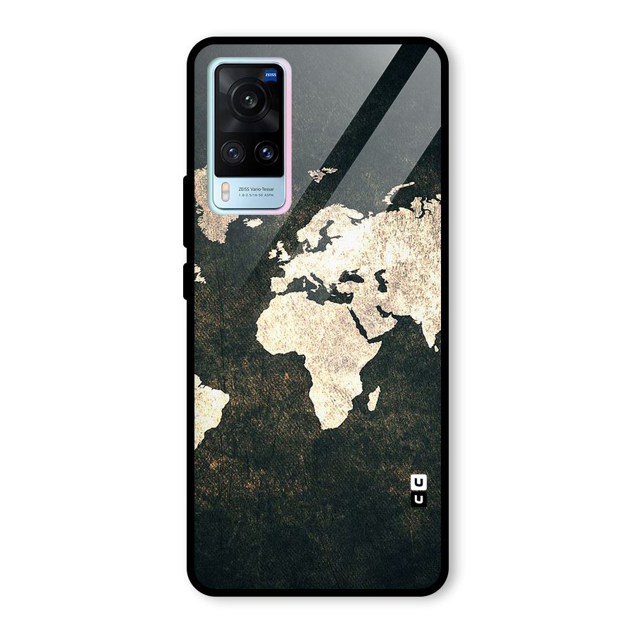 Green Gold Map Design Glass Back Case for Vivo X60
