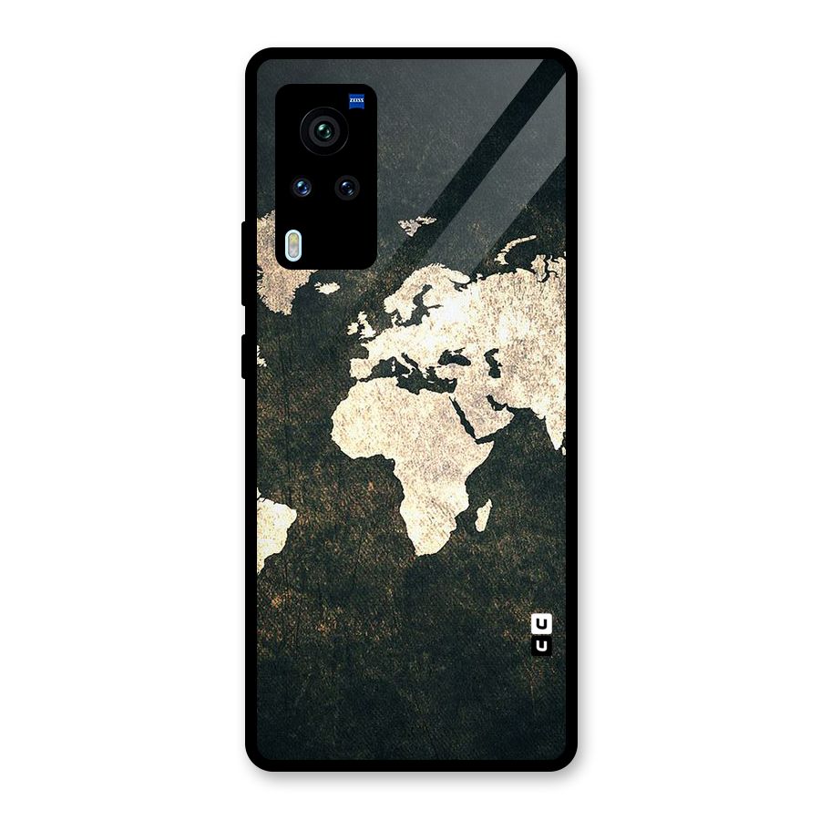 Green Gold Map Design Glass Back Case for Vivo X60 Pro