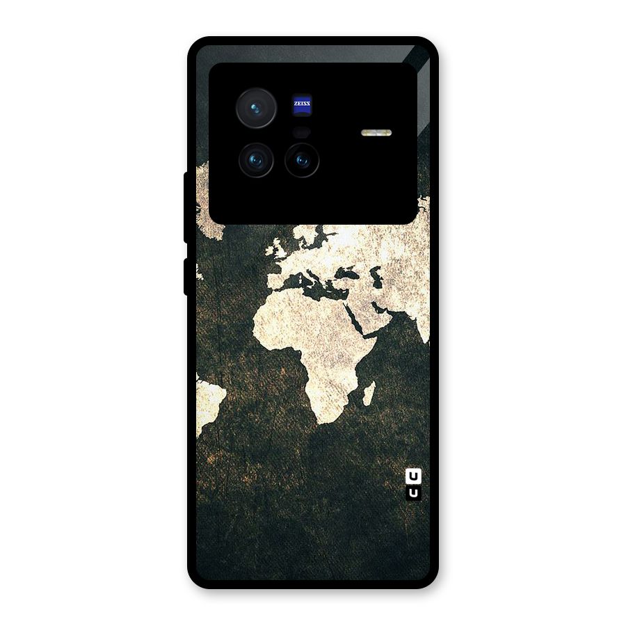 Green Gold Map Design Glass Back Case for Vivo X80