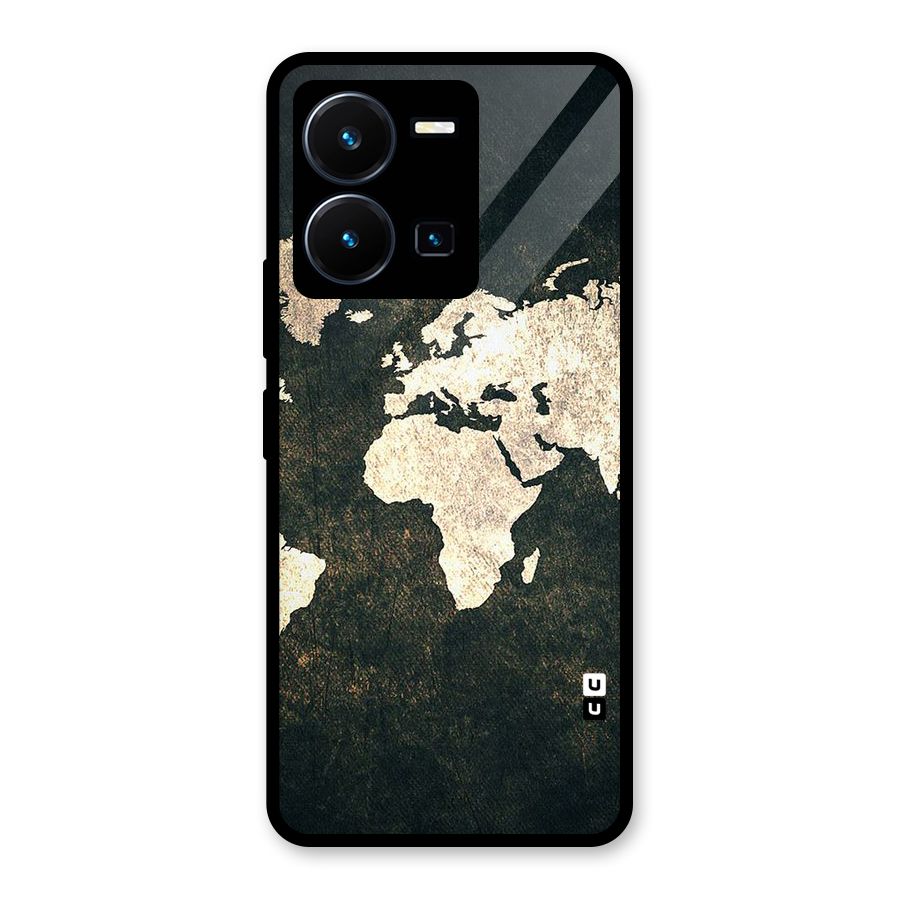 Green Gold Map Design Glass Back Case for Vivo Y35