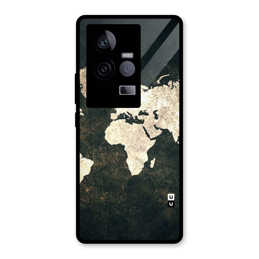 Green Gold Map Design Glass Back Case for Vivo iQOO 11 5G