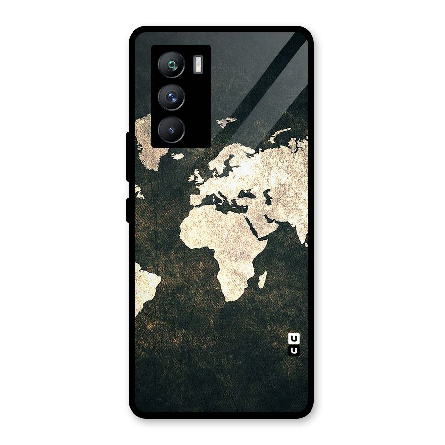 Green Gold Map Design Glass Back Case for Vivo iQOO 9 SE
