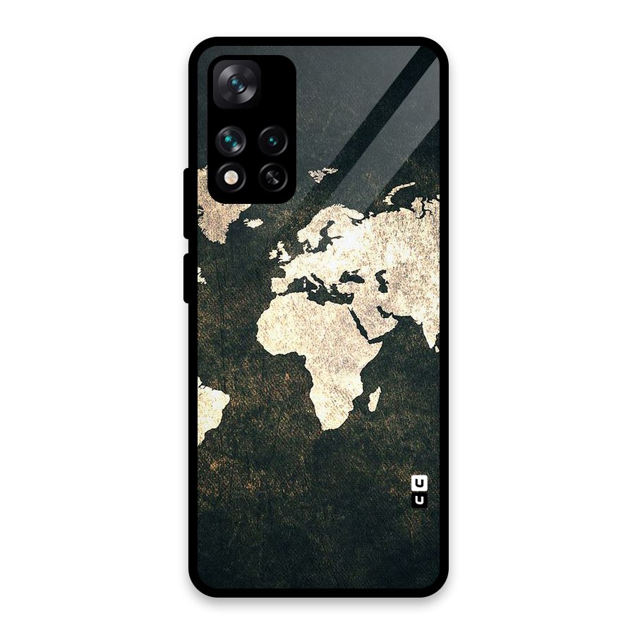 Green Gold Map Design Glass Back Case for Xiaomi 11i 5G