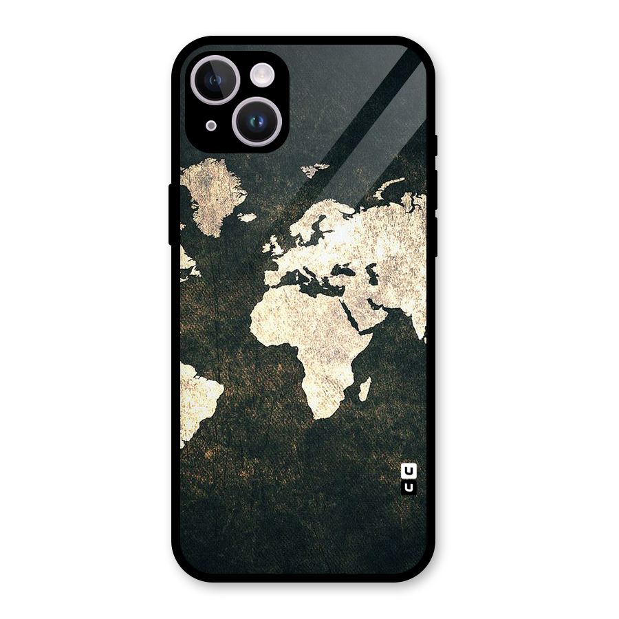 Green Gold Map Design Glass Back Case for iPhone 14 Plus