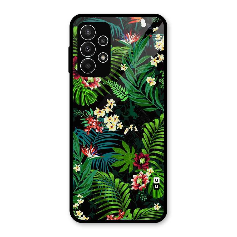 Green Leaf Design Glass Back Case for Galaxy A23