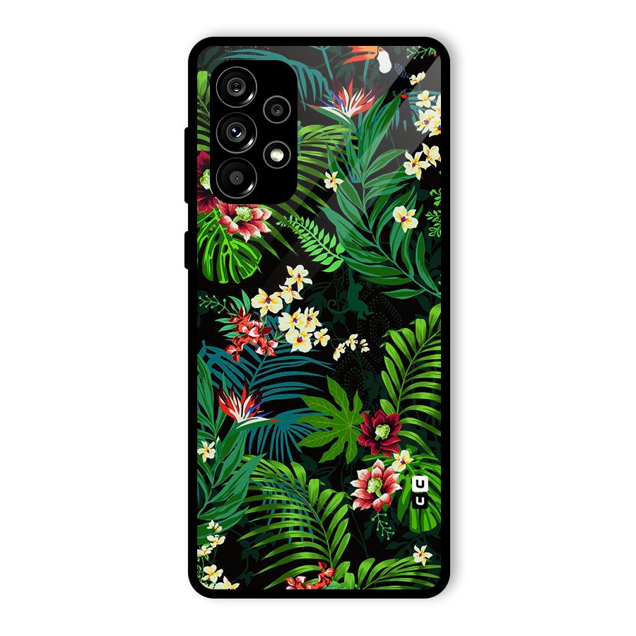 Green Leaf Design Glass Back Case for Galaxy A73 5G