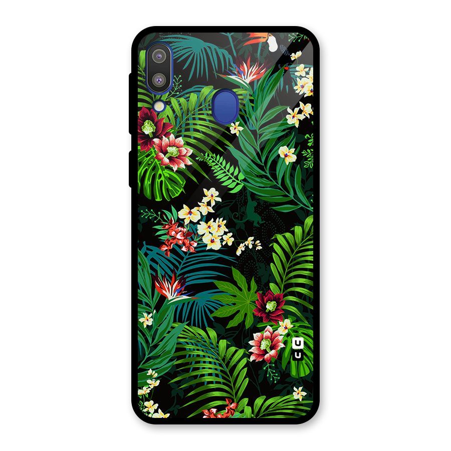 Green Leaf Design Glass Back Case for Galaxy M20