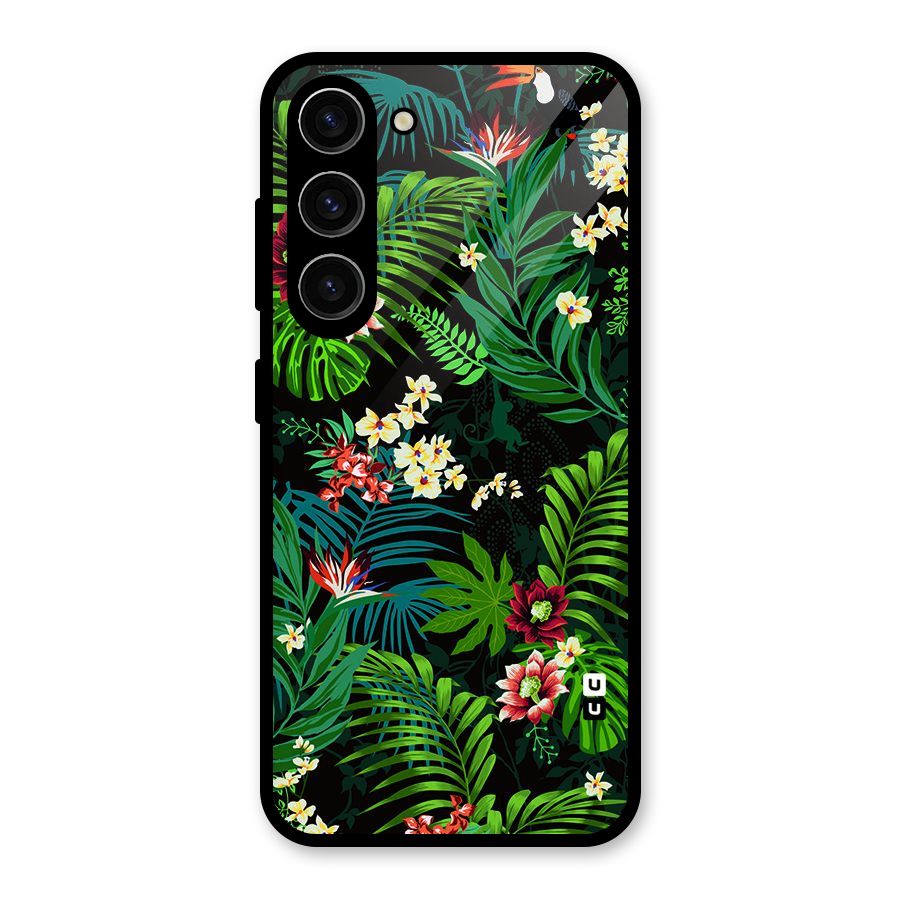 Green Leaf Design Glass Back Case for Galaxy S23