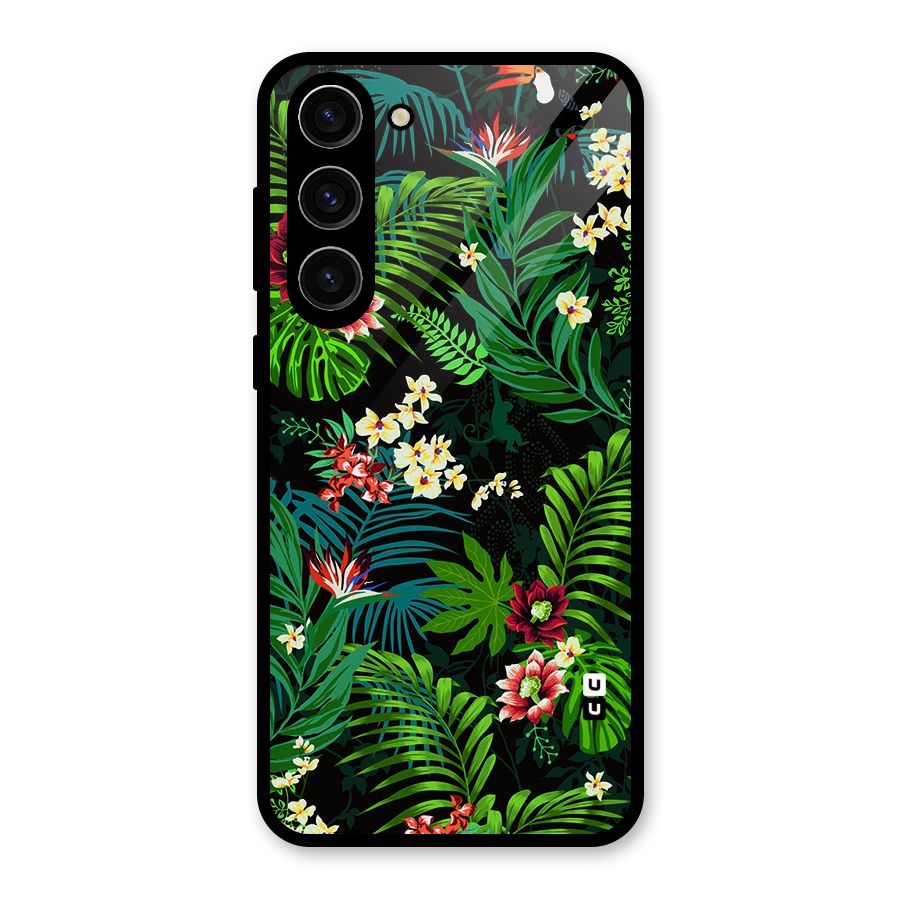 Green Leaf Design Glass Back Case for Galaxy S23 Plus
