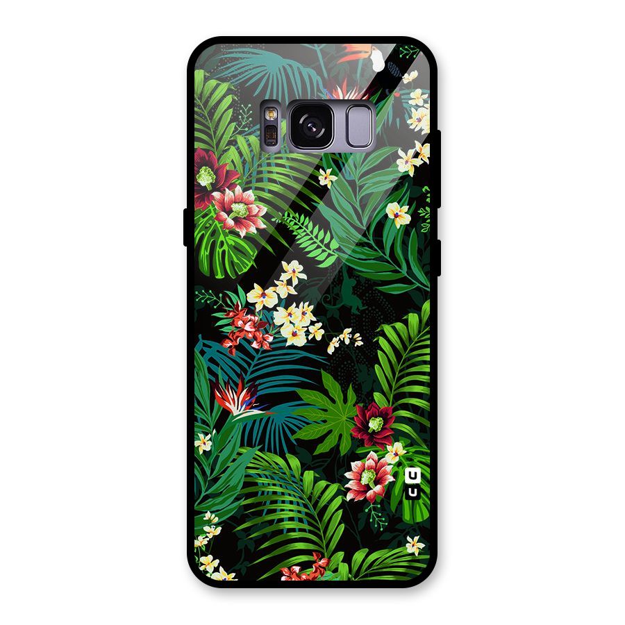 Green Leaf Design Glass Back Case for Galaxy S8