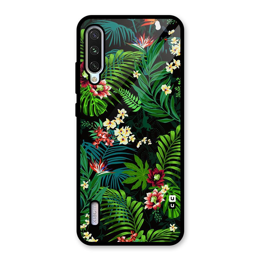 Green Leaf Design Glass Back Case for Mi A3