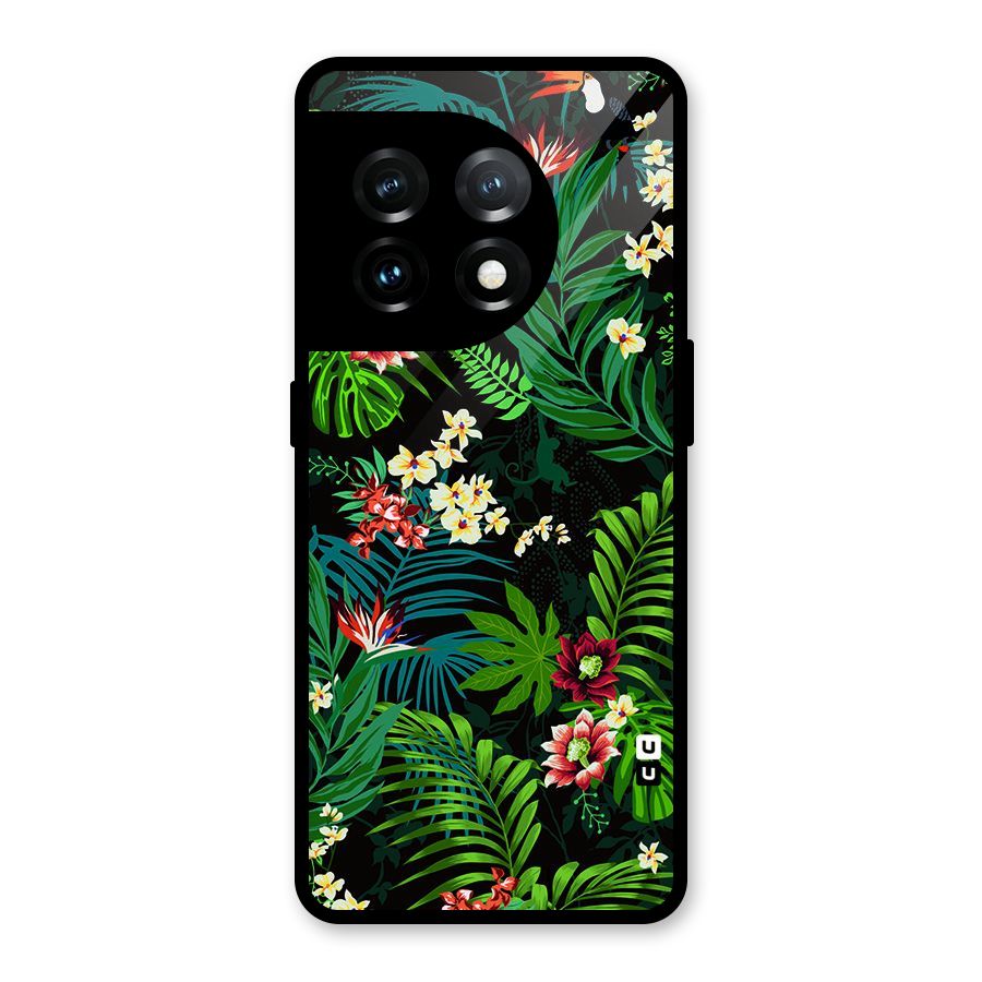 Green Leaf Design Glass Back Case for OnePlus 11