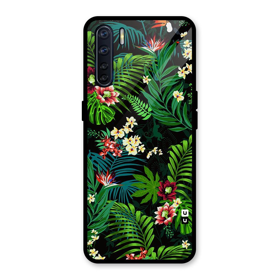 Green Leaf Design Glass Back Case for Oppo F15