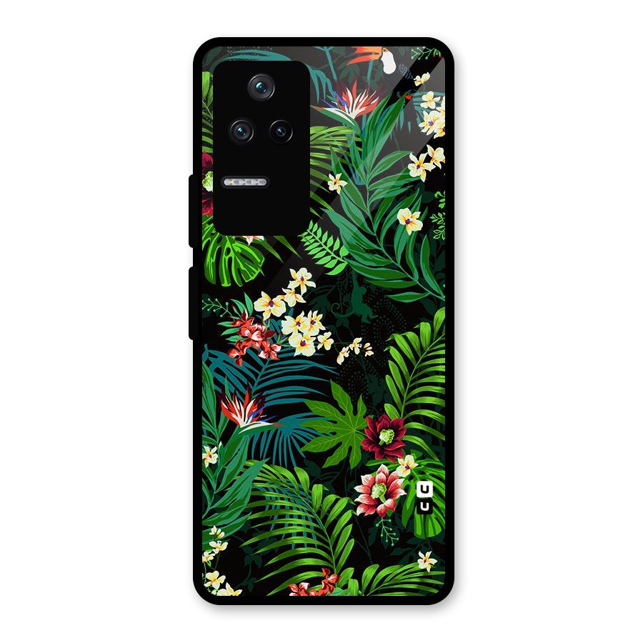 Green Leaf Design Glass Back Case for Poco F4 5G