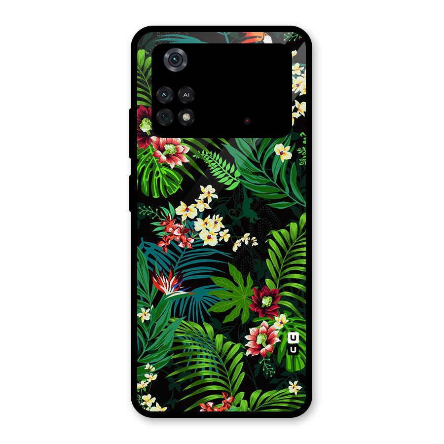 Green Leaf Design Glass Back Case for Poco M4 Pro 4G