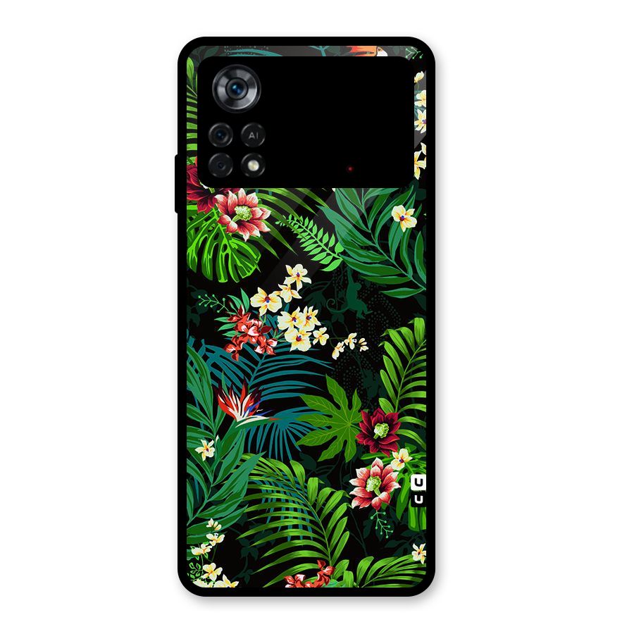 Green Leaf Design Glass Back Case for Poco X4 Pro 5G