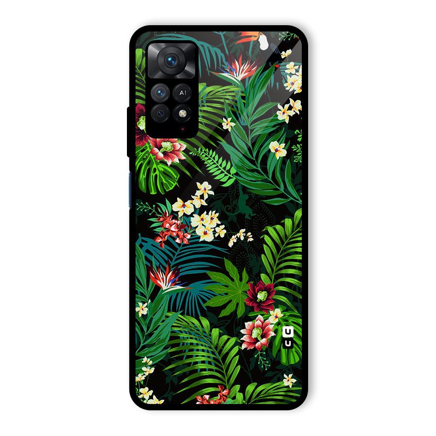 Green Leaf Design Glass Back Case for Redmi Note 11 Pro