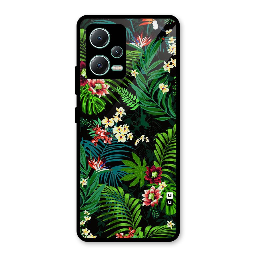 Green Leaf Design Glass Back Case for Redmi Note 12 5G