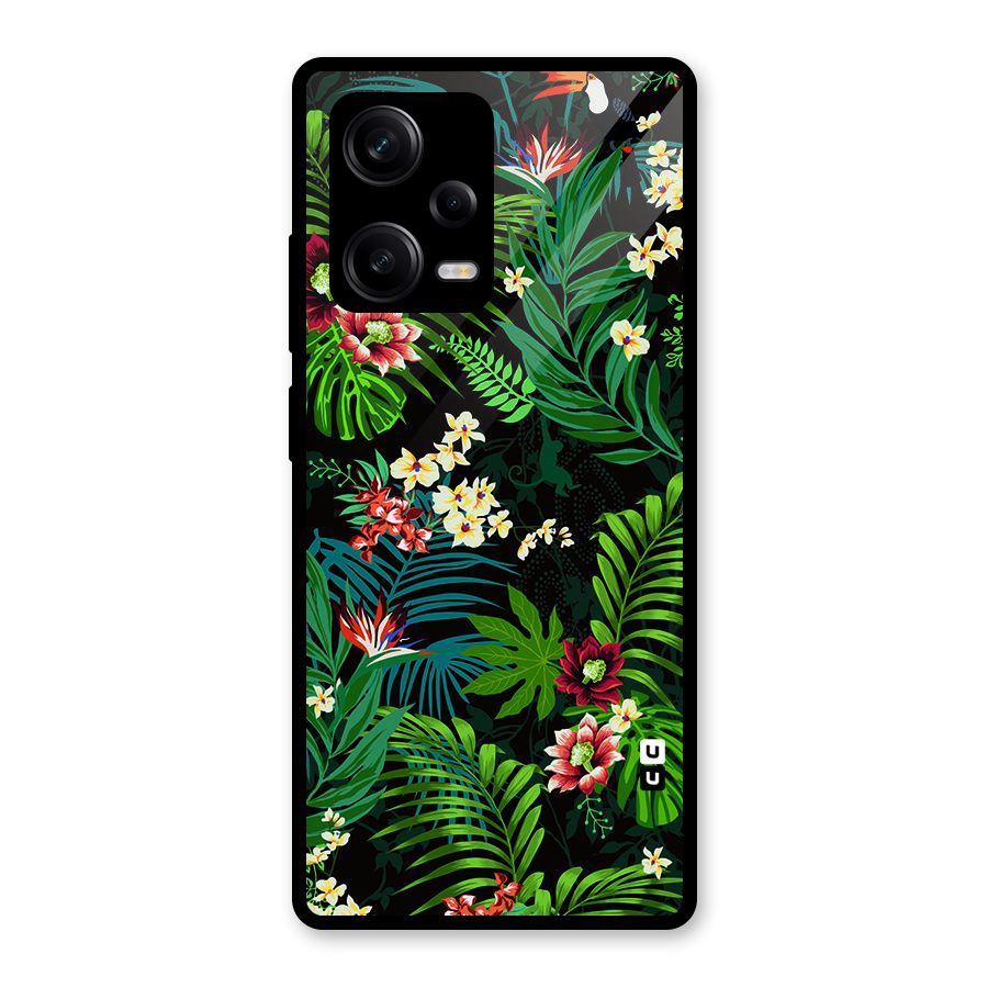 Green Leaf Design Glass Back Case for Redmi Note 12 Pro