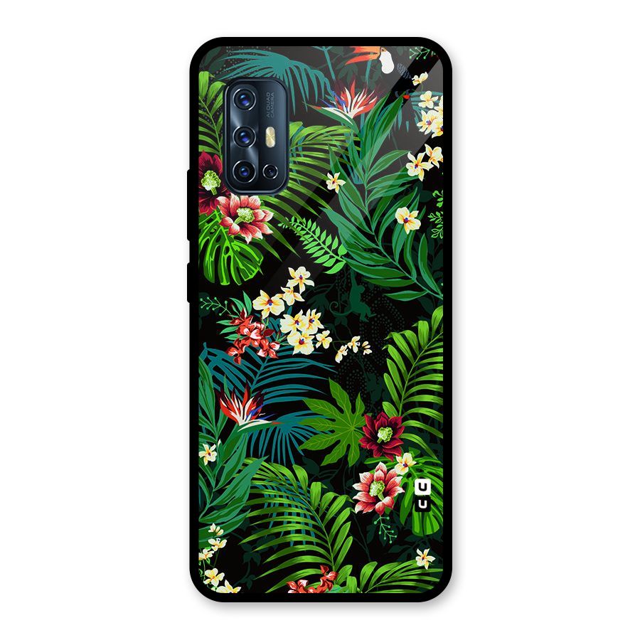 Green Leaf Design Glass Back Case for Vivo V17