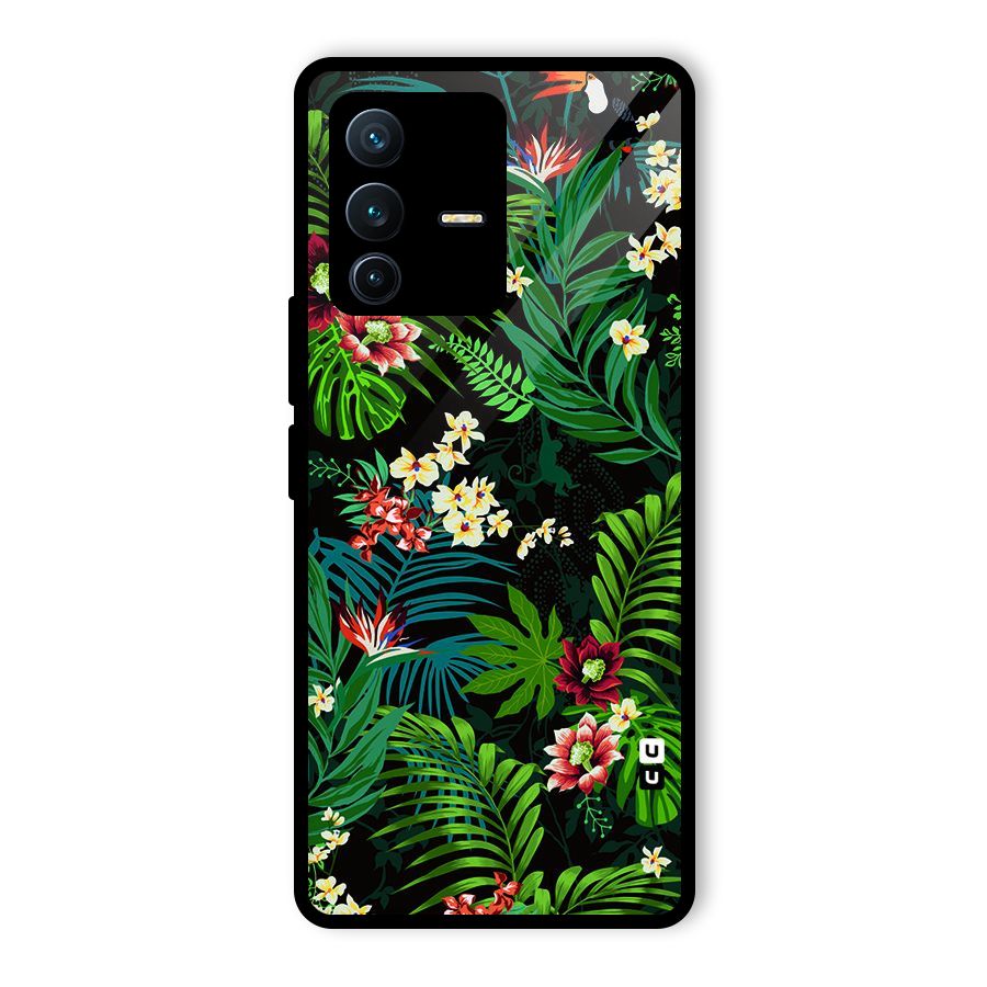 Green Leaf Design Glass Back Case for Vivo V23 Pro
