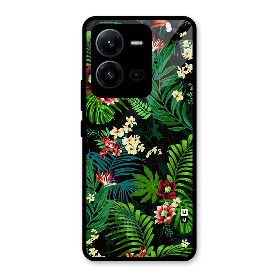 Green Leaf Design Glass Back Case for Vivo V25