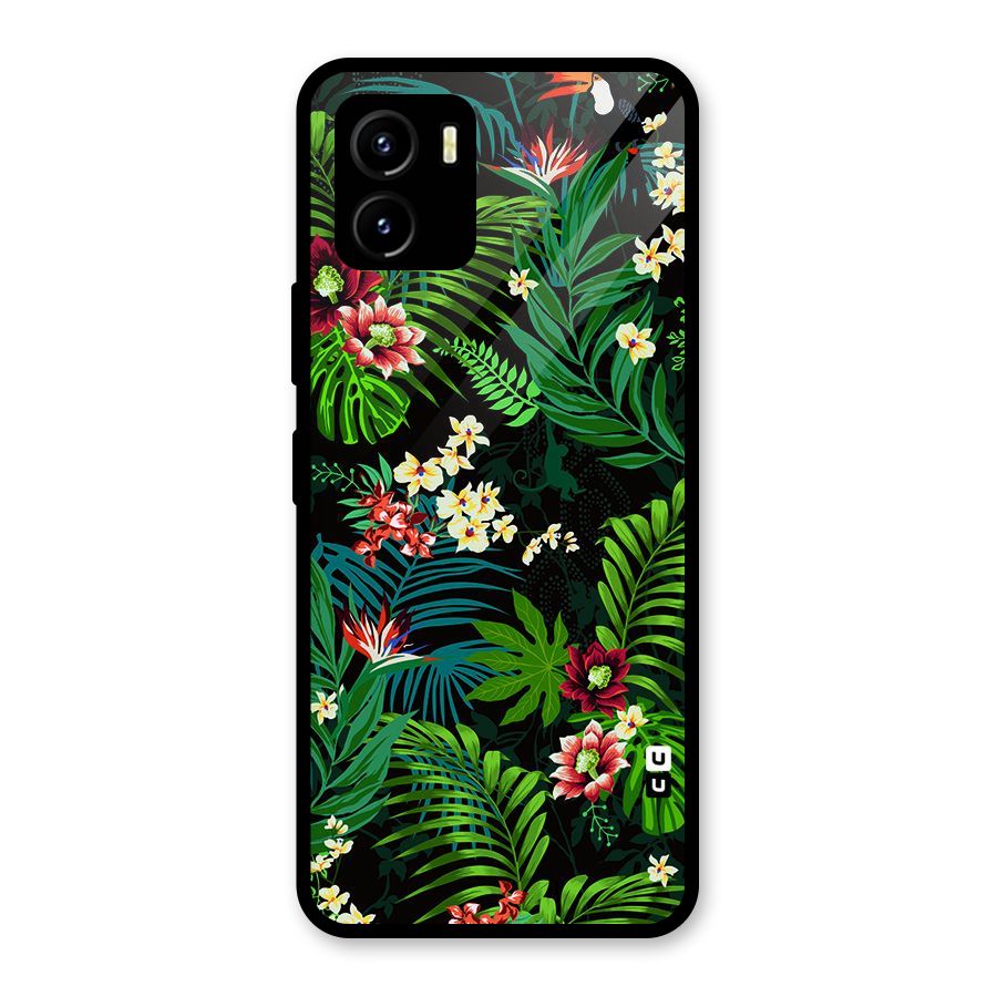 Green Leaf Design Glass Back Case for Vivo Y15s