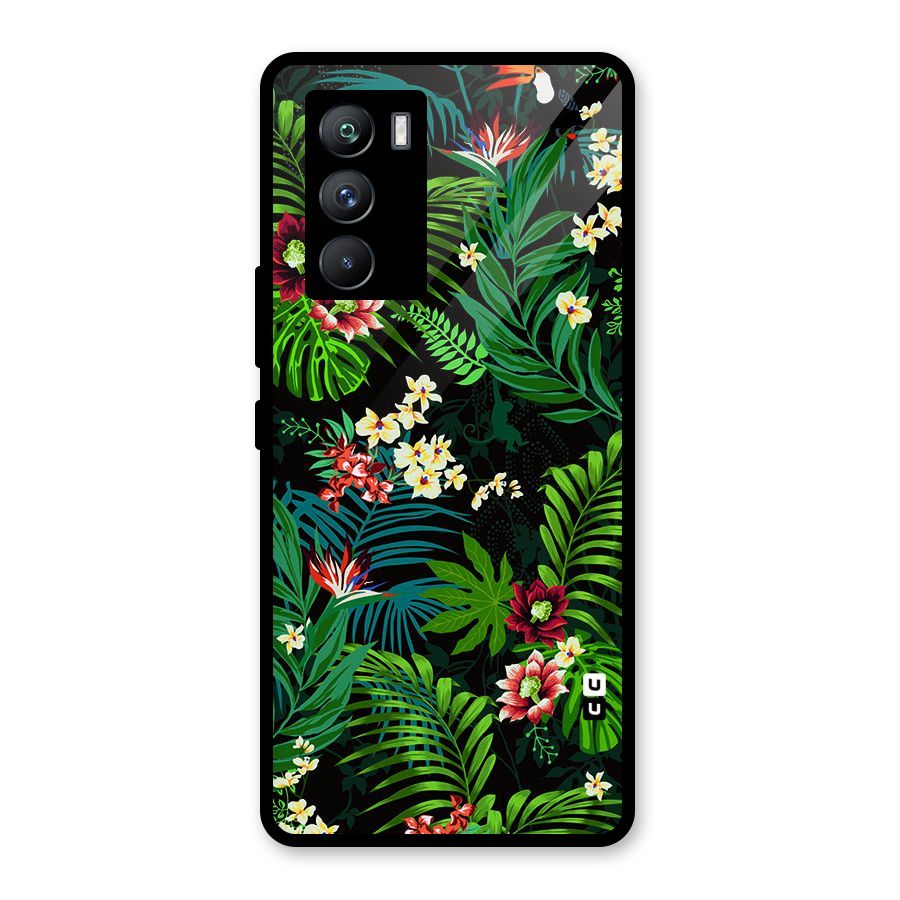 Green Leaf Design Glass Back Case for Vivo iQOO 9 SE
