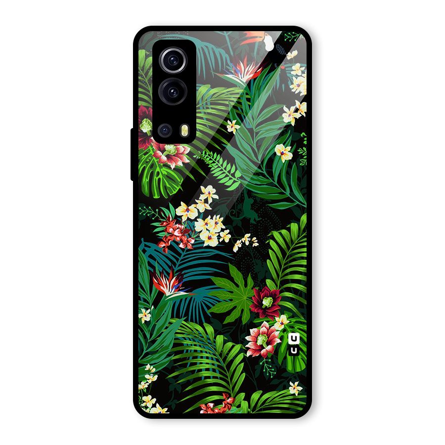 Green Leaf Design Glass Back Case for Vivo iQOO Z3