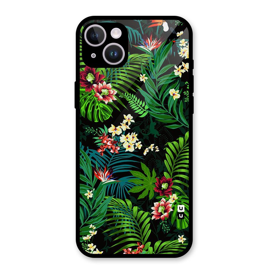 Green Leaf Design Glass Back Case for iPhone 14 Plus
