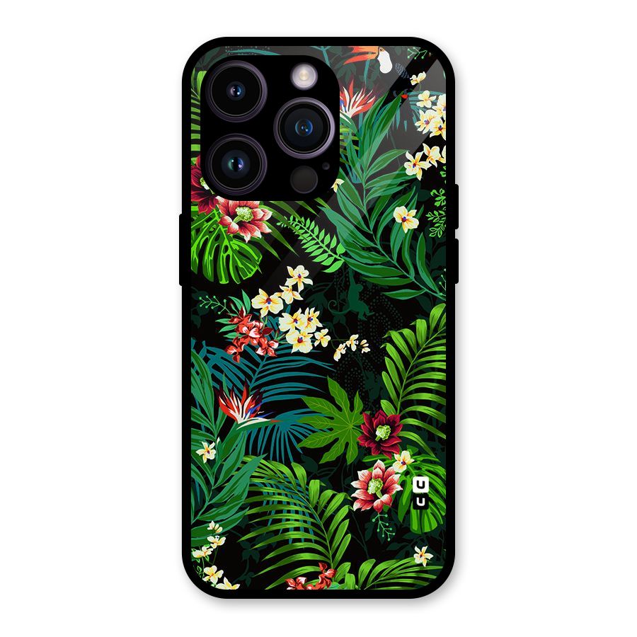 Green Leaf Design Glass Back Case for iPhone 14 Pro