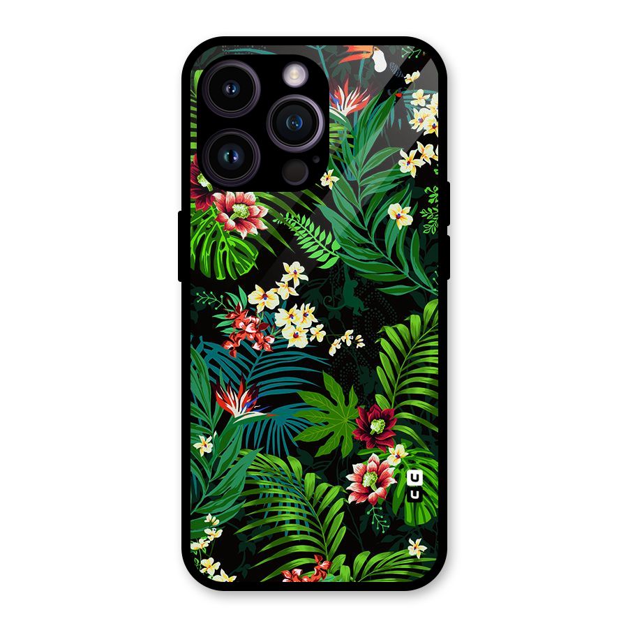 Green Leaf Design Glass Back Case for iPhone 14 Pro Max