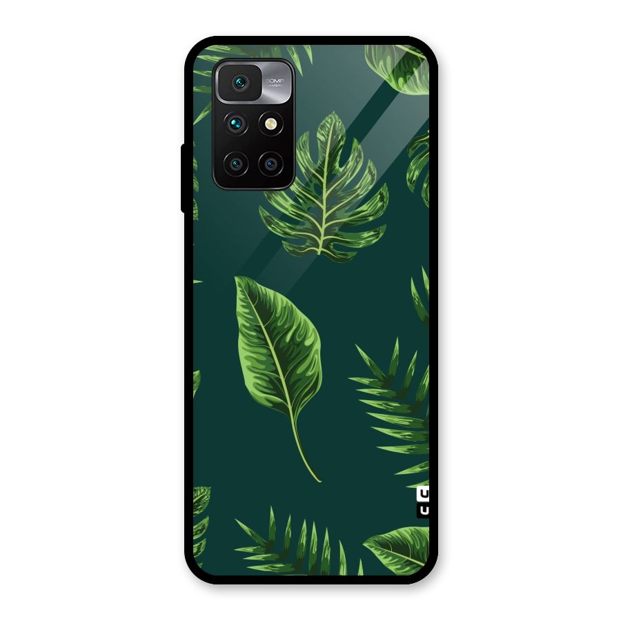 Green Leafs Glass Back Case for Redmi 10 Prime