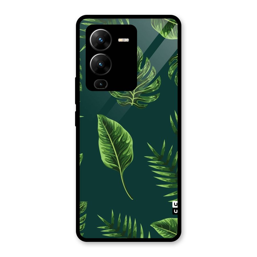 Green Leafs Glass Back Case for Vivo V25 Pro