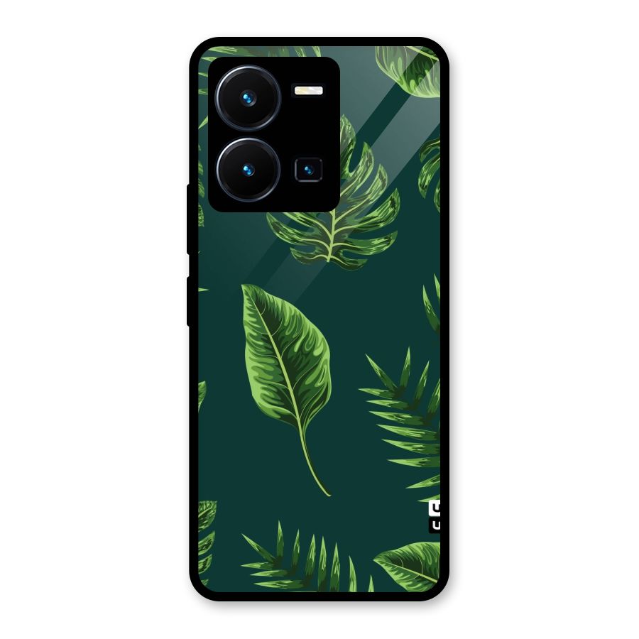 Green Leafs Glass Back Case for Vivo Y35