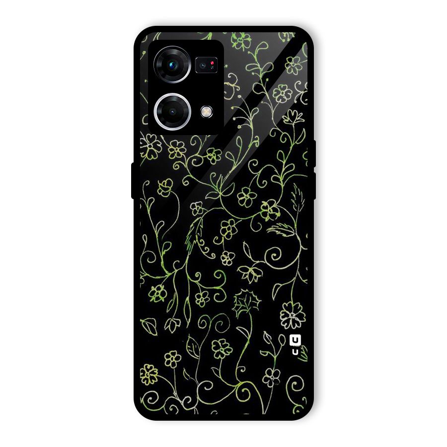 Green Leaves Glass Back Case for Oppo F21 Pro 5G