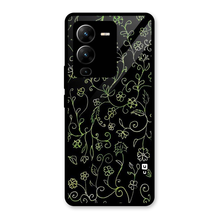 Green Leaves Glass Back Case for Vivo V25 Pro