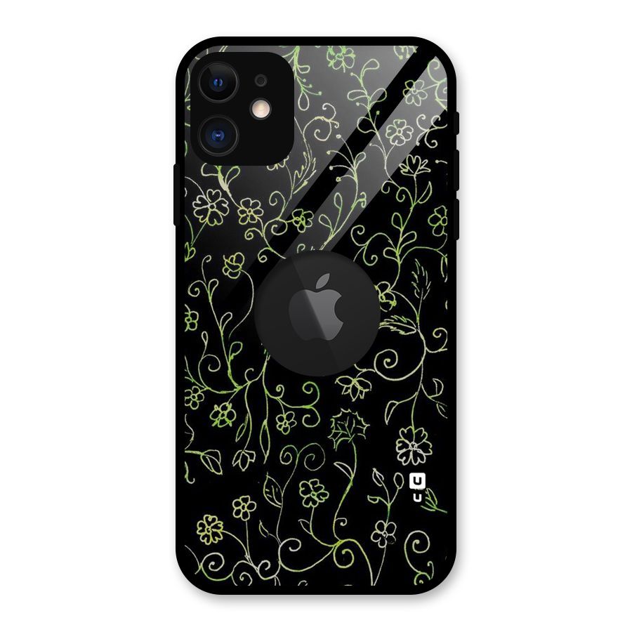Green Leaves Glass Back Case for iPhone 11 Logo Cut