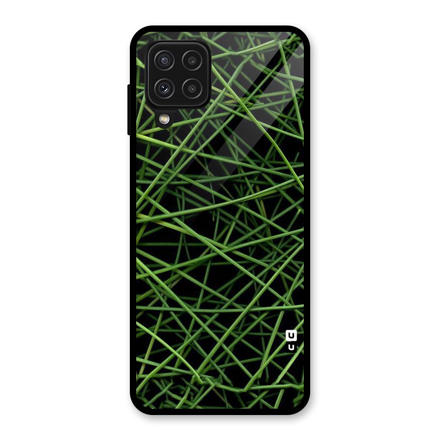 Green Lines Glass Back Case for Galaxy A22 4G