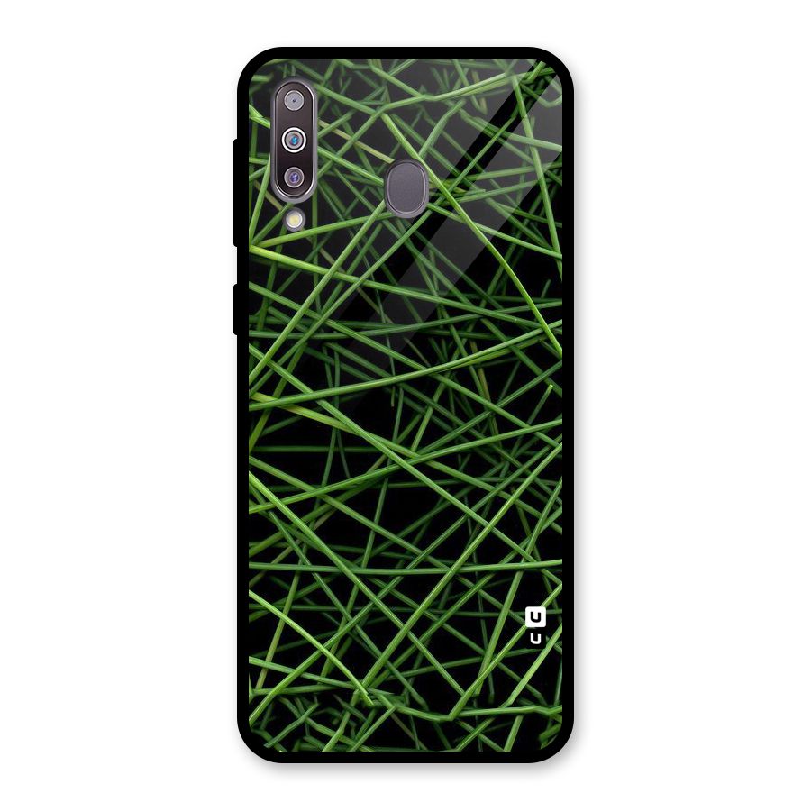 Green Lines Glass Back Case for Galaxy M30