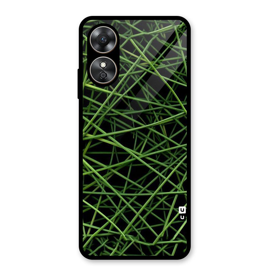 Green Lines Glass Back Case for Oppo A17