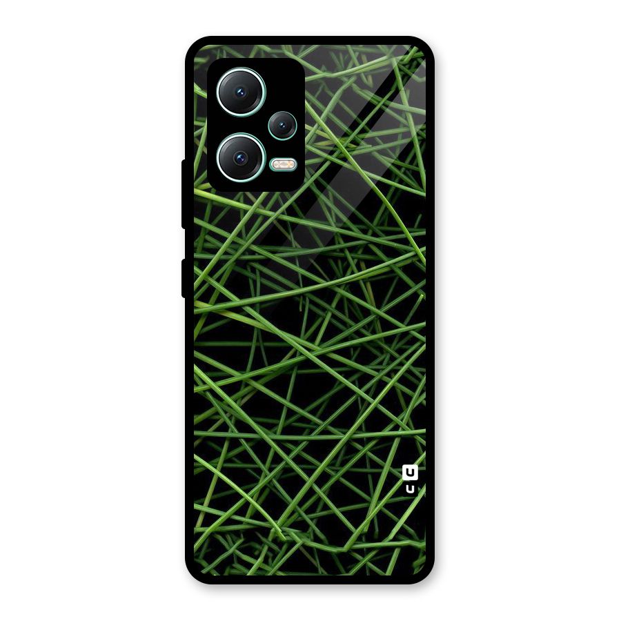 Green Lines Glass Back Case for Redmi Note 12 5G