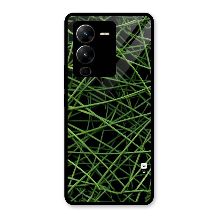 Green Lines Glass Back Case for Vivo V25 Pro