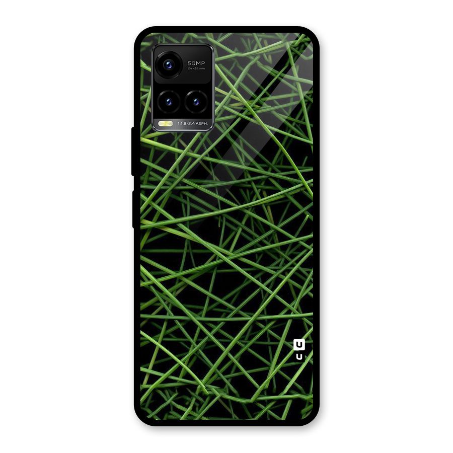 Green Lines Glass Back Case for Vivo Y21A
