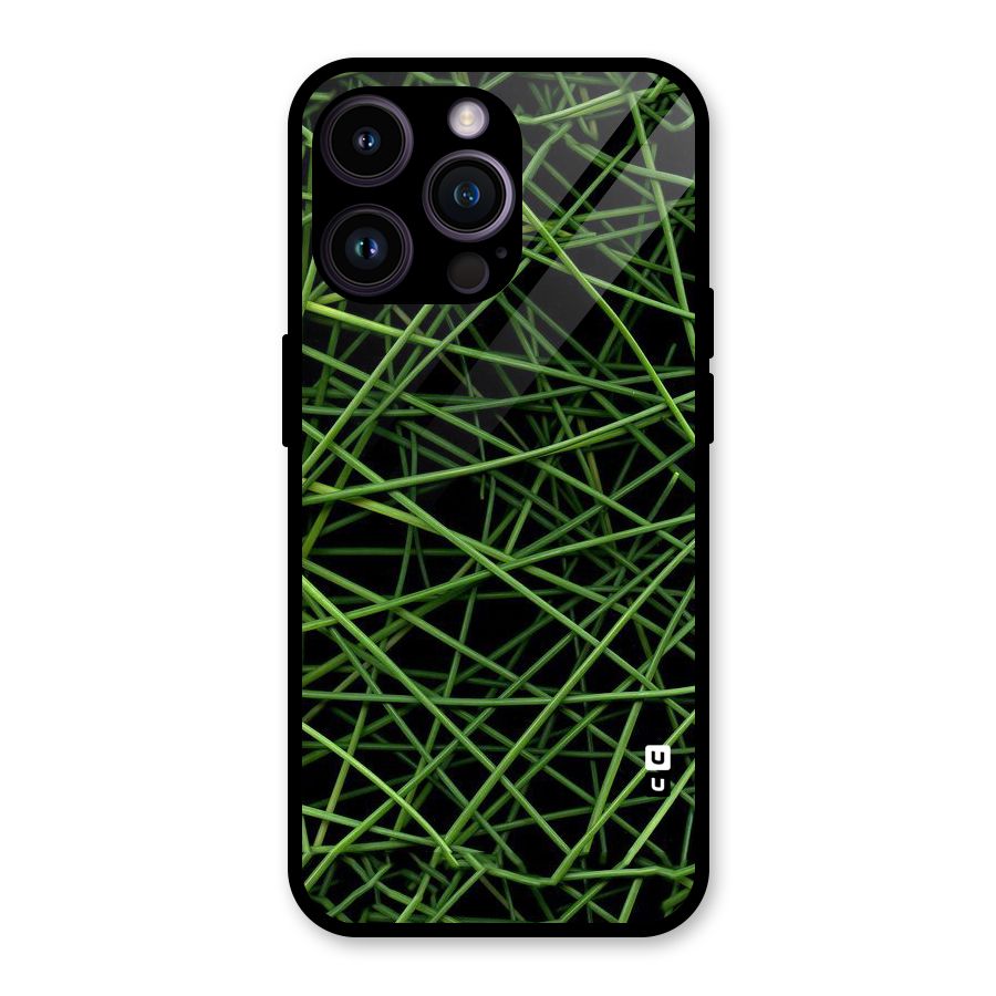 Green Lines Glass Back Case for iPhone 14 Pro Max