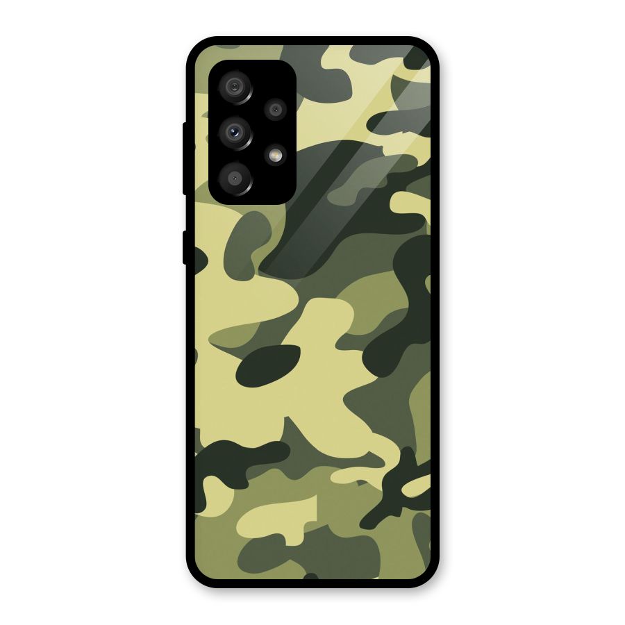 Green Military Pattern Glass Back Case for Galaxy A32
