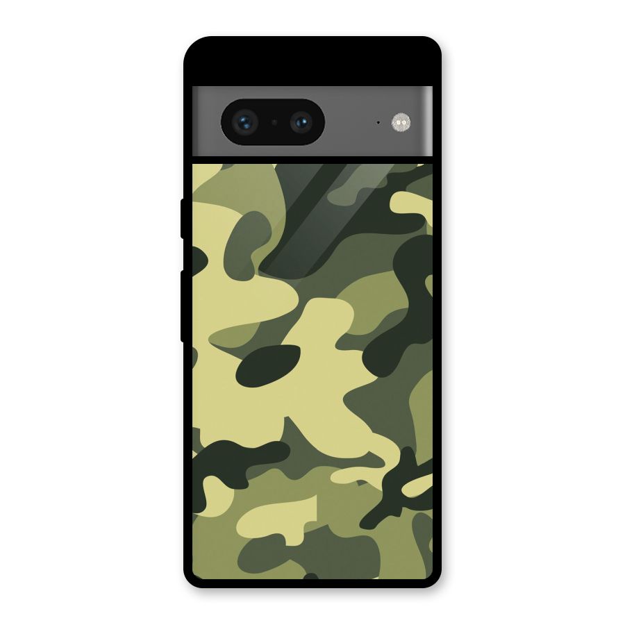 Green Military Pattern Glass Back Case for Google Pixel 7