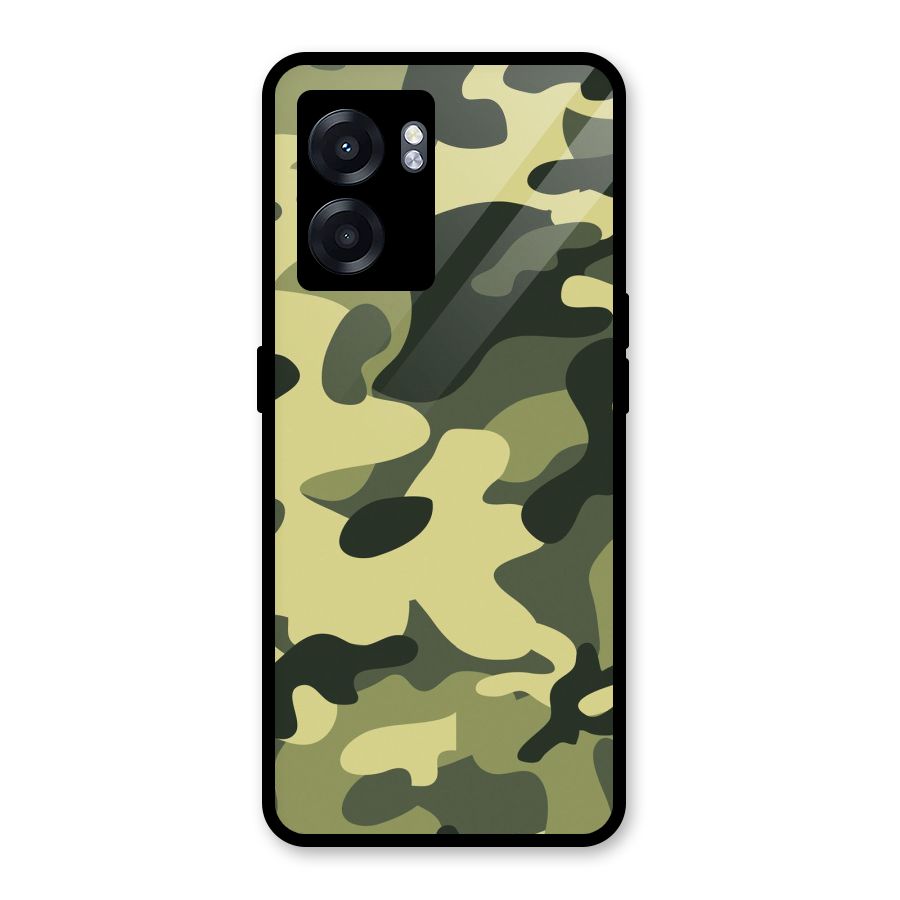 Green Military Pattern Glass Back Case for Oppo K10 (5G)